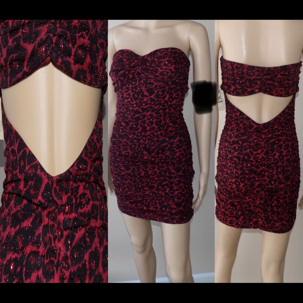 Forever 21 strapless leopard print dress size med
